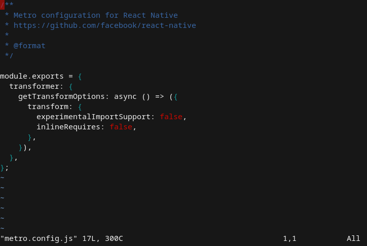 source of the metro.config.js file in the 0.59 template, demonstrating where to enable inlineRequires